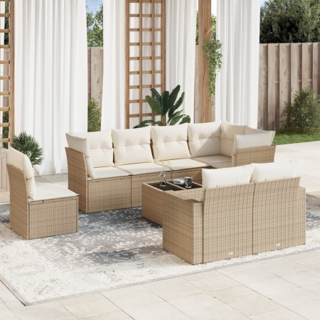 9-piece garden sofa set with beige synthetic rattan cushions by , Garden sets - Ref: Foro24-3219238, Price: 615,70 €, Discoun...