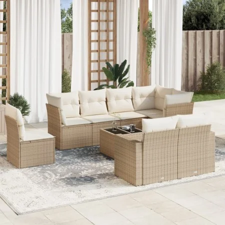 9-piece garden sofa set with beige synthetic rattan cushions by , Garden sets - Ref: Foro24-3219238, Price: 639,40 €, Discoun...