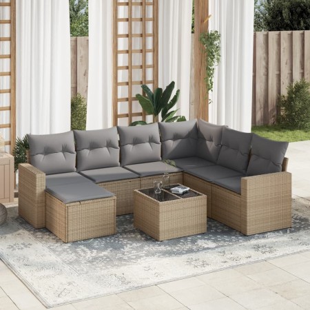 Gartensofa-Set mit beigen Kissen 8 Stück PE-Rattan von , Gartensets - Ref: Foro24-3219299, Preis: 484,30 €, Rabatt: %