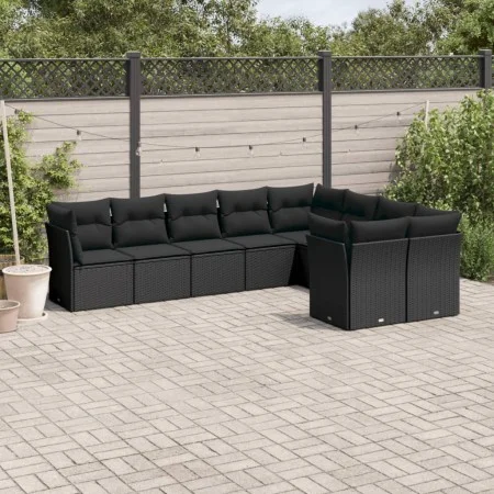 8-teiliges Gartensofa-Set und schwarze synthetische Rattankissen von , Gartensets - Ref: Foro24-3218165, Preis: 574,21 €, Rab...