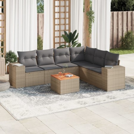 7-piece garden sofa set and beige synthetic rattan cushions by , Garden sets - Ref: Foro24-3225464, Price: 432,36 €, Discount: %