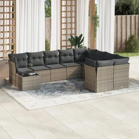 10-piece garden sofa set with gray synthetic rattan cushions by , Garden sets - Ref: Foro24-3218190, Price: 579,18 €, Discoun...