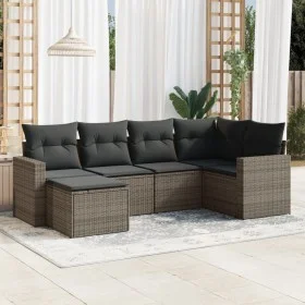 6-piece garden furniture set and gray synthetic rattan cushions by , Garden sets - Ref: Foro24-3219250, Price: 356,88 €, Disc...
