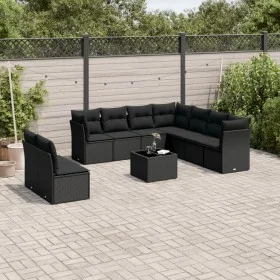 Garden sofa set 10 pieces with black synthetic rattan cushions by , Garden sets - Ref: Foro24-3249684, Price: 652,41 €, Disco...