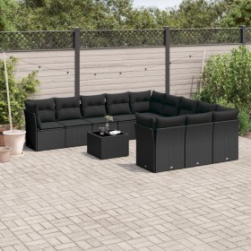 Garden sofa set 12 pieces with black synthetic rattan cushions by , Garden sets - Ref: Foro24-3250254, Price: 798,53 €, Disco...