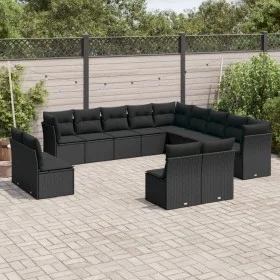 Set aus Gartensofas und Kissen 13 Stück synthetisches Rattan schwarz von , Gartensets - Ref: Foro24-3250324, Preis: 803,31 €,...