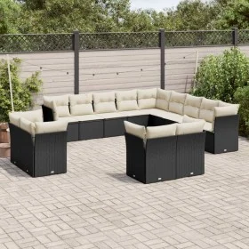 Set aus Gartensofas und Kissen 13 Stück synthetisches Rattan schwarz von , Gartensets - Ref: Foro24-3250385, Preis: 851,69 €,...