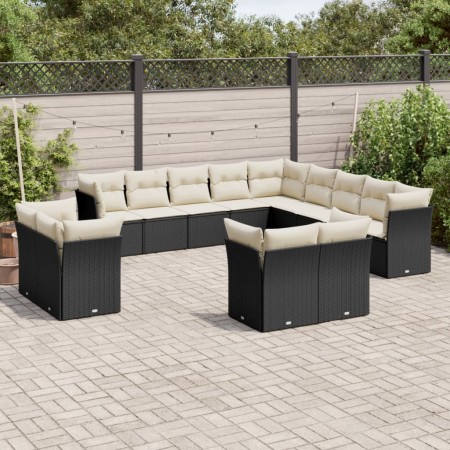 Set aus Gartensofas und Kissen 13 Stück synthetisches Rattan schwarz von , Gartensets - Ref: Foro24-3250385, Preis: 862,04 €,...