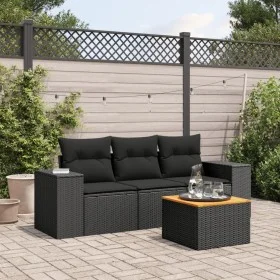 4-teilige Gartensofagarnitur mit schwarzen synthetischen Rattankissen von , Gartensets - Ref: Foro24-3257644, Preis: 277,05 €...
