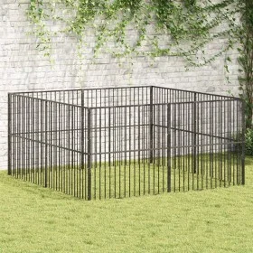 Laufgitter für Hunde mit 8 Paneelen aus schwarz verzinktem Stahl von , Hundehütten - Ref: Foro24-3209553, Preis: 201,01 €, Ra...
