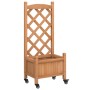 Planter with trellis and wheels solid brown fir wood by , Pots and planters - Ref: Foro24-3207644, Price: 72,60 €, Discount: %