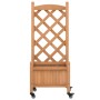 Planter with trellis and wheels solid brown fir wood by , Pots and planters - Ref: Foro24-3207644, Price: 72,60 €, Discount: %