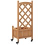 Planter with trellis and wheels solid brown fir wood by , Pots and planters - Ref: Foro24-3207644, Price: 72,60 €, Discount: %