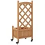 Planter with trellis and wheels solid brown fir wood by , Pots and planters - Ref: Foro24-3207644, Price: 65,24 €, Discount: %