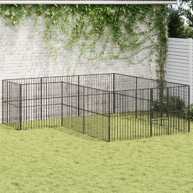 Corralito para perros con 12 paneles acero galvanizado negro