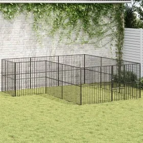 Laufgitter für Hunde mit 12 Paneelen aus schwarz verzinktem Stahl von , Hundehütten - Ref: Foro24-3209558, Preis: 282,78 €, R...