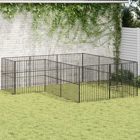 Laufgitter für Hunde mit 12 Paneelen aus schwarz verzinktem Stahl von , Hundehütten - Ref: Foro24-3209558, Preis: 282,78 €, R...