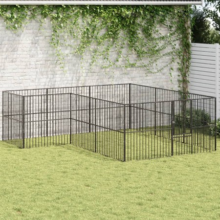 Laufgitter für Hunde mit 12 Paneelen aus schwarz verzinktem Stahl von , Hundehütten - Ref: Foro24-3209558, Preis: 294,20 €, R...