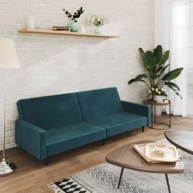 Blue velvet 2-seater sofa bed by , Sofas - Ref: Foro24-375736, Price: 260,30 €, Discount: %