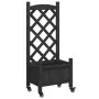 Jardinera con enrejado y ruedas madera maciza de abeto negro de , Maceteros y jardineras - Ref: Foro24-3207646, Precio: 76,61...