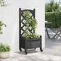 Planter with lattice and wheels made of solid black fir wood by , Pots and planters - Ref: Foro24-3207646, Price: 74,68 €, Di...