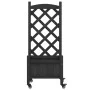 Planter with lattice and wheels made of solid black fir wood by , Pots and planters - Ref: Foro24-3207646, Price: 74,68 €, Di...