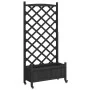 Planter with lattice and wheels made of solid black fir wood by , Pots and planters - Ref: Foro24-3207652, Price: 100,31 €, D...