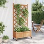 Planter with lattice and wheels made of solid brown fir wood by , Pots and planters - Ref: Foro24-3207650, Price: 103,83 €, D...