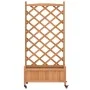 Planter with lattice and wheels made of solid brown fir wood by , Pots and planters - Ref: Foro24-3207650, Price: 97,28 €, Di...