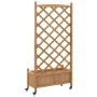 Planter with lattice and wheels made of solid brown fir wood by , Pots and planters - Ref: Foro24-3207650, Price: 97,28 €, Di...