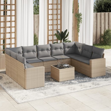 Garden sofa set with beige cushions 10 pieces synthetic rattan by , Garden sets - Ref: Foro24-3219399, Price: 586,18 €, Disco...