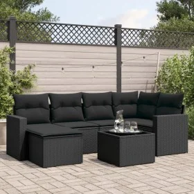 7-piece garden dining set with black synthetic rattan cushions by , Garden sets - Ref: Foro24-3219255, Price: 438,35 €, Disco...