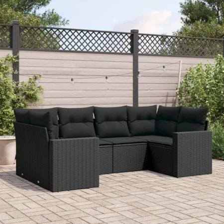 6-piece garden sofa set and black synthetic rattan cushions by , Garden sets - Ref: Foro24-3219365, Price: 406,58 €, Discount: %