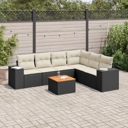 7-piece garden dining set and black synthetic rattan cushions by , Garden sets - Ref: Foro24-3225461, Price: 435,76 €, Discou...