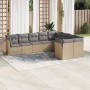 Set de sofás de jardín 9 pzas con cojines ratán sintético beige by , Garden sets - Ref: Foro24-3218169, Price: 523,59 €, Disc...
