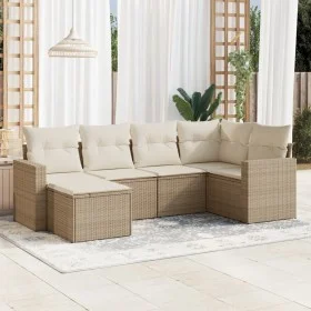 Gartensofa-Set mit 6-teiligen Kissen aus synthetischem Rattan in Beige. von , Gartensets - Ref: Foro24-3219248, Preis: 421,41...