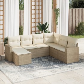 7-piece garden sofa set and beige synthetic rattan cushions by , Garden sets - Ref: Foro24-3219288, Price: 449,55 €, Discount: %