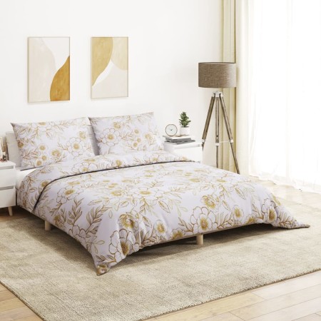 Bettbezugsset Baumwolle weiß und braun 200x200 cm von , Bettbezüge - Ref: Foro24-136403, Preis: 24,26 €, Rabatt: %