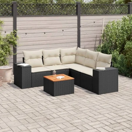 Set aus 6-teiligen Gartensofas und Kissen Kunstrattan schwarz von , Gartensets - Ref: Foro24-3225440, Preis: 380,76 €, Rabatt: %