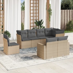 Garden sofa set with beige cushions, 8 pieces, PE rattan. by , Garden sets - Ref: Foro24-3219229, Price: 544,61 €, Discount: %