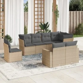 Garden sofa set with beige cushions, 8 pieces, PE rattan. by , Garden sets - Ref: Foro24-3219229, Price: 537,16 €, Discount: %
