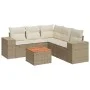 Garden sofa set with cushions 6 pieces beige synthetic rattan by , Garden sets - Ref: Foro24-3225442, Price: 438,30 €, Discou...