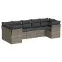 7-piece garden sofa set with gray PE rattan cushions by , Garden sets - Ref: Foro24-3218120, Price: 430,19 €, Discount: %