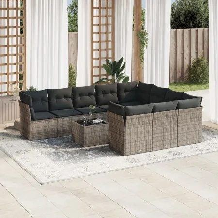 Set de sofás de jardín 11 pzas y cojines ratán sintético gris by , Garden sets - Ref: Foro24-3218230, Price: 625,57 €, Discou...