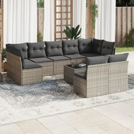 Garden sofa set 10 pieces with gray synthetic rattan cushions by , Garden sets - Ref: Foro24-3218160, Price: 578,94 €, Discou...