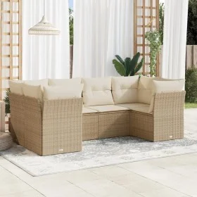 Gartensofa-Set mit Kissen, 6-teilig, beiges synthetisches Rattan von , Gartensets - Ref: Foro24-3218108, Preis: 431,32 €, Rab...