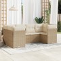 Garden sofa set with cushions 6 pieces beige synthetic rattan by , Garden sets - Ref: Foro24-3218108, Price: 422,19 €, Discou...