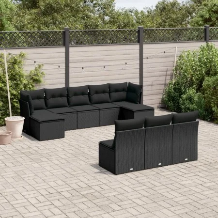 Garden sofa set 10 pieces with black synthetic rattan cushions by , Garden sets - Ref: Foro24-3218285, Price: 594,00 €, Disco...