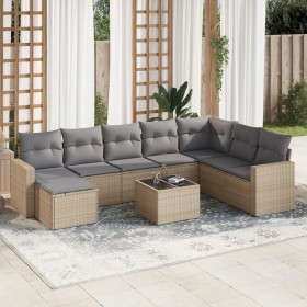 Set de sofás de jardín 9 pzas con cojines ratán sintético beige de , Conjuntos de jardín - Ref: Foro24-3219359, Precio: 519,3...
