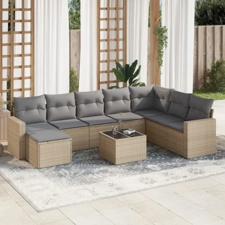 9-piece garden sofa set with beige synthetic rattan cushions by , Garden sets - Ref: Foro24-3219359, Price: 538,28 €, Discoun...